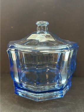 Blue Glass Covered Candy Dish